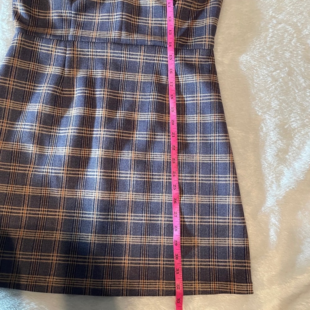 Altar'd State Plaid Ruffle Sleeve V-Neck Fit & Flare Mini Dress M Dark Academia - Picture 9 of 9